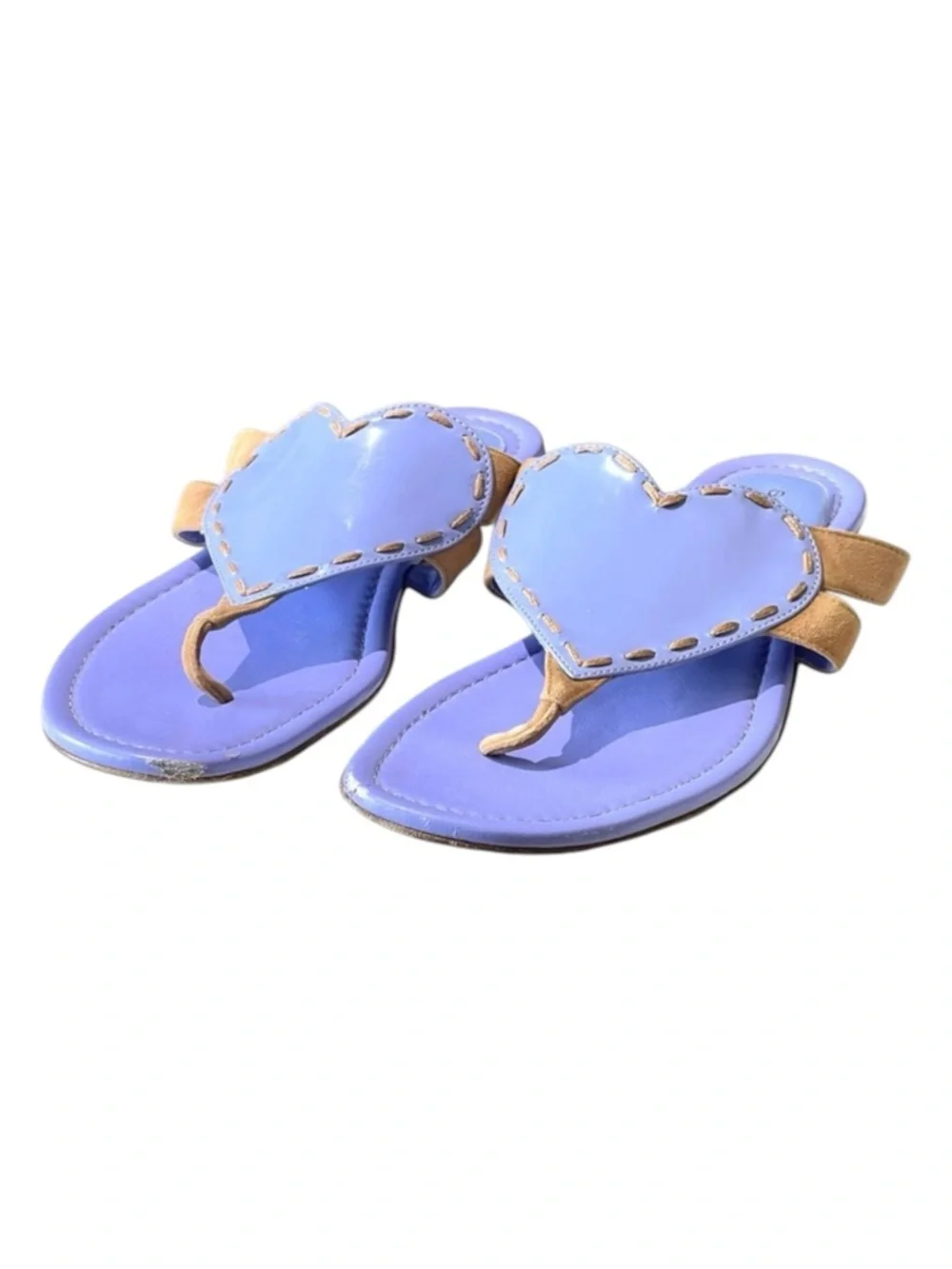 Sergio Rossi ❤︎︎ Heart Shaped Thong Leather Sandals ❤︎︎ Cornflower Blue ❤︎︎ 36